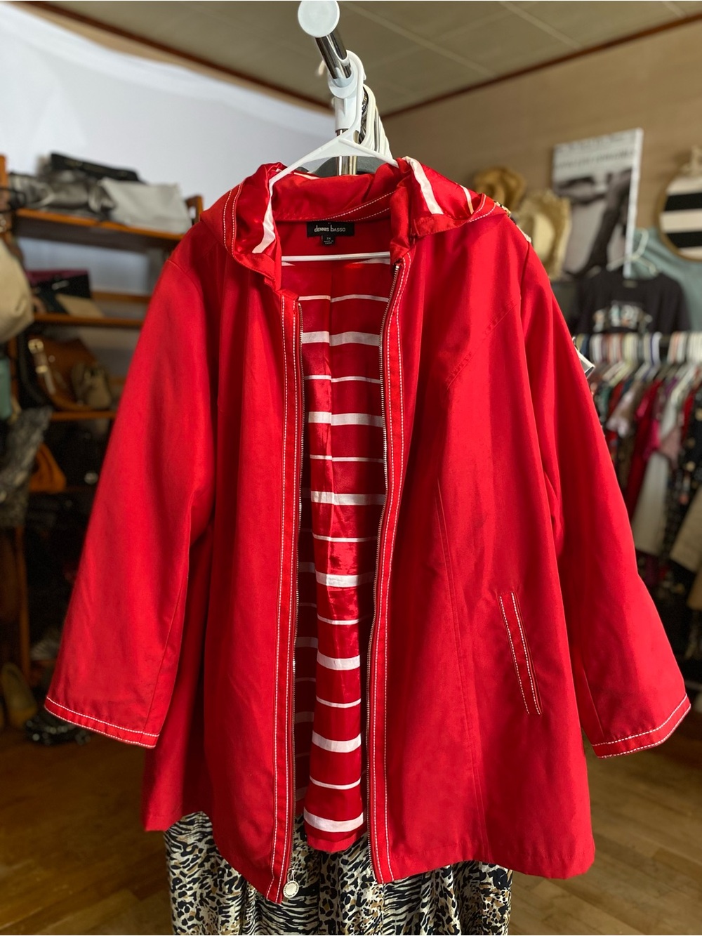 dennis basso Red Hooded Blazer Jacket